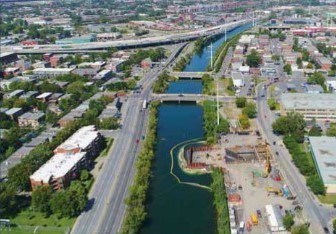 Construction site of new canalization of the Atwater factory